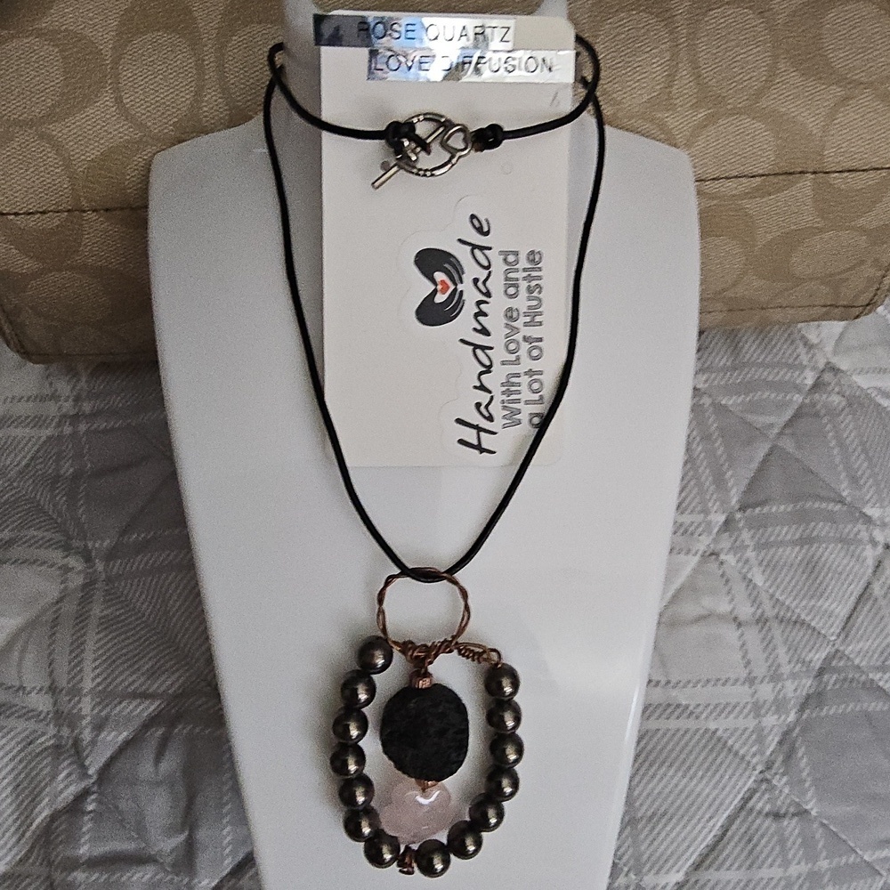 Handmade Rose Quartz Diffuser Necklace